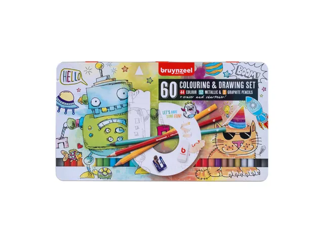Tekenset Bruynzeel Creatives jonge kunstenaars blik à 60 delen