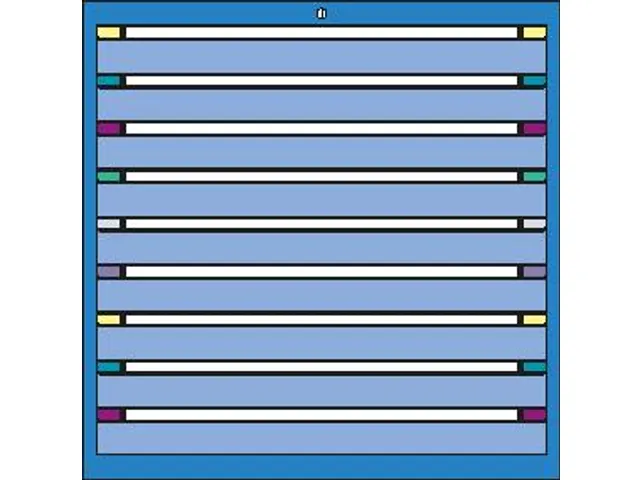 ladekast,HxBxD 1000x605x695mm,9lade(n),cil.-slot,RAL7035,front RAL7035