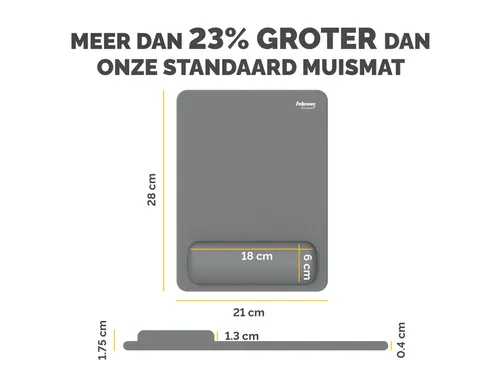 Muismat met polssteun Fellowes Breyta XL grijs 21x28cm