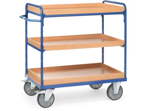 Etagewagens 3 Etages Met Rand 8120 Hout 500kg 850x500mm Ral5007