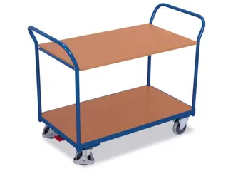 Tafelwagen 200kg 1000x600mm 2 Etages Ral5010 Houten Plaat - 1