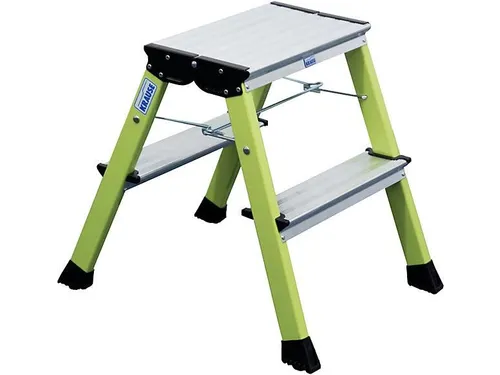 verrijdbaar vouwtrapje,aluminium,groen,bordes HxD 0,45x200m,2x2treden