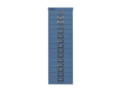 kantoor-ladekast HxBxD 860x279x380mm 15 laden romp + front blauw staal