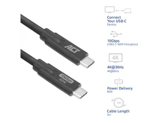 Kabel ACT USB-C 3.0 10Gbps 60W USB 3 meter - 3
