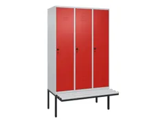 locker met bank,HxBxD 2120x1200x815mm,3vak,vak B 400mm,draaigrendel