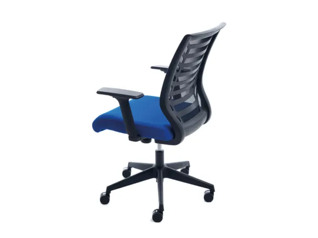 Bureaustoel,Synchroonmech.,M. Armleuningen,Zitting Schuimstof Blauw