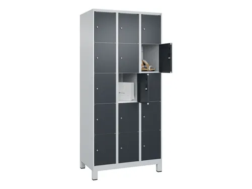 lockerkast,HxBxD 1950x900x500mm,3x5vakken,vak B 300mm,cil.-slot,voeten