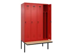 locker met bank,voor scheiding van kleding,HxBxD 2120x1200x815mm,4vak