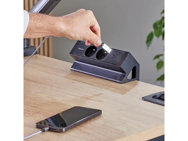 contactdoos Power Desk 2 zwart voor België