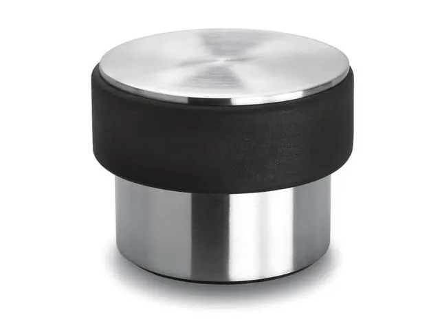 deurstopper,RVS,zilverkleurig/zwart,m. rubberen rand
