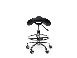 Premium zadelkruk zwart laag met voetring - 5
