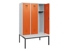 locker met bank,HxBxD 1950x1200x815mm,3vak,vak B 400mm,cilinderslot