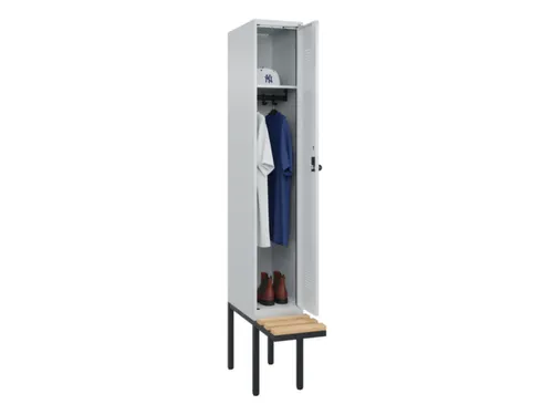 locker met bank,HxBxD 2120x300x815mm,1vak,vak B 300mm,draaigrendel