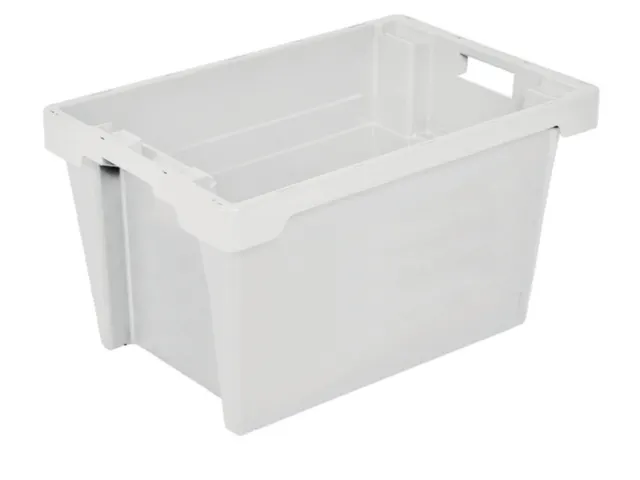 Euronorm Draaistapelbak 350x600x400mm Wit 60l Wand/bodem Gesloten