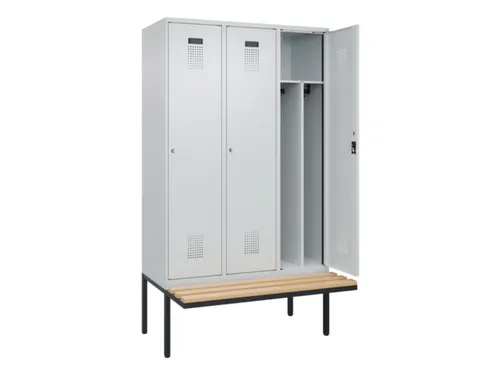 locker met bank,voor scheiding van kleding,HxBxD 2120x1200x815mm,3vak