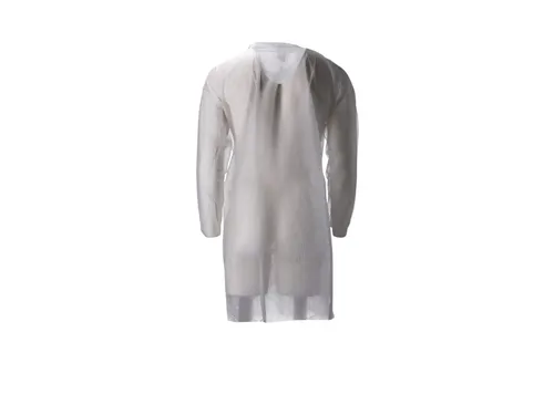Bezoekersjas CMT M non-woven drukknopen 105cm lang PP wit 100 stuks