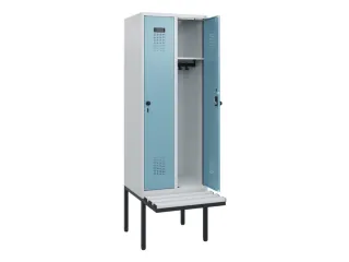 locker met bank,HxBxD 1950x600x815mm,2vak,vak B 300mm,draaigrendel - 1