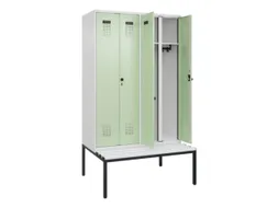 locker met bank,voor scheiding van kleding,HxBxD 2120x1200x815mm,4vak