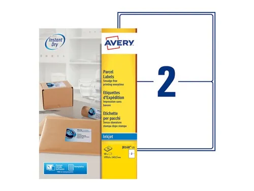 Etiket Avery J8168-25 199.6x143.5mm Inkjet wit 50 stuks