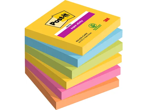 Memoblok 3M Post-it 654-SSRO Super Sticky 76x76mm Rio Assorti