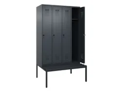 locker met bank,HxBxD 2120x1200x815mm,4vak,vak B 300mm,draaigrendel