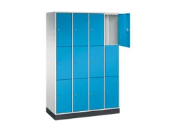 lockerkast,RAL 7035/RAL 5012,HxBxD 1950x1220x500mm,4x3vakken,cil.-slot