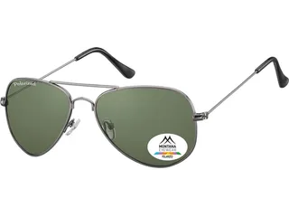 Zonnebril Montana met groen G15 gepolariseerd glas staalkleurig - 1