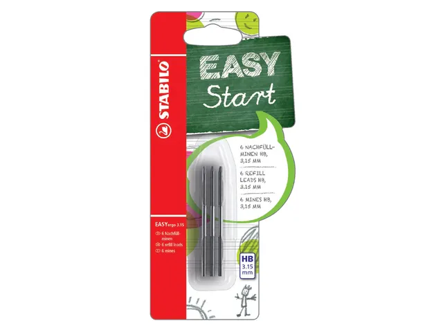 Potloodstift STABILO Easyergo refills HB 3.15mm blister à 6 stuks