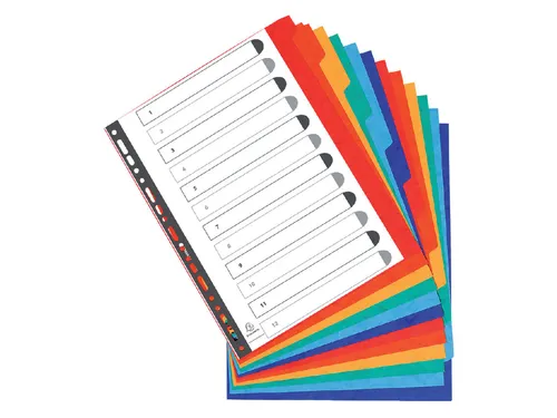 Tabbladen Exacompta A4 extra breed 11-Gaats 12-Delig Karton Assorti