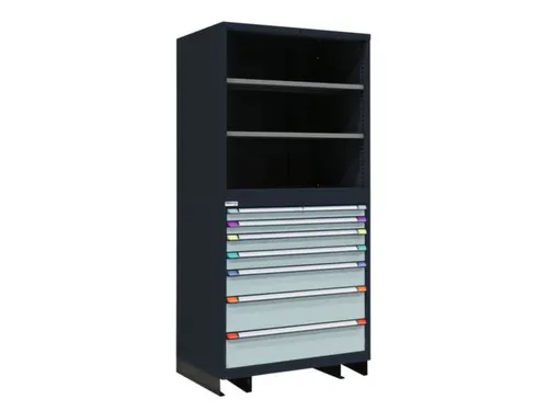 combikast,HxBxD 2100x1005x695mm,7lade(n),key lock,2xStalen bodem
