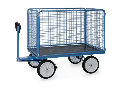 Handtrekwagens 6445v 1000kg 1600x900mm Draadgaas Wanden Massief Rubber