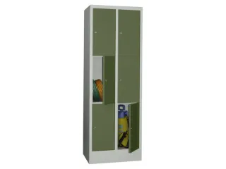 lockerkast,HxBxD 1850x600x500mm,2x3vakken,RAL7035,front RAL6011 - 2