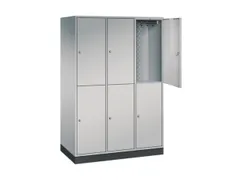 Dubbeldekse garderobekast,HxBxD 1950x1220x600mm,3x2vak.,vak B 360mm