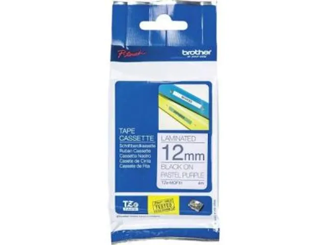 Brother TZE-MQF31 tape voor P-Touch 12mm, Zwart op Pastel Paars