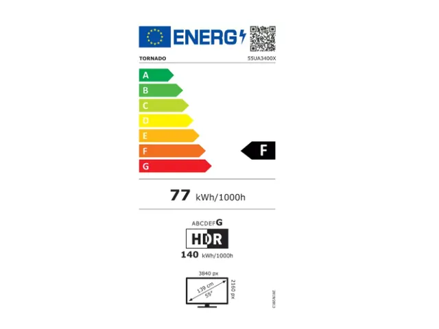 55UA3400X Tornado 55'' (139,7cm) 4K Ultra HD Smart TV Wifi zwart