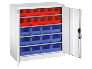 Stellingkast Staalplaat 1000x1000x420mm 4 Legborden 24 Magazijnbakken - 1