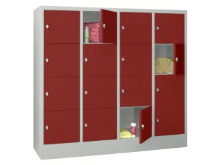lockerkast,HxBxD 1518x1600x500mm,4x4vakken,RAL7035,front RAL3000 - 2