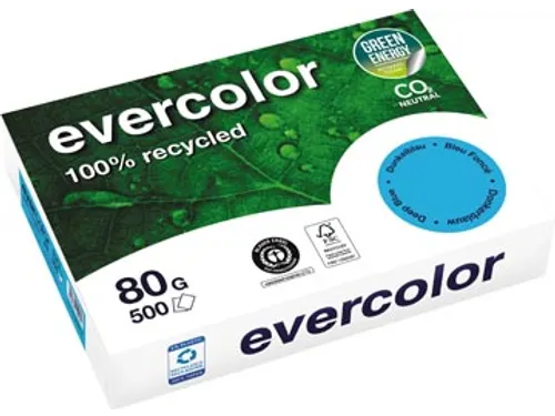 Gerecycleerd Kopierpapier Evercolor 80 Gram A4 Donkerblauw