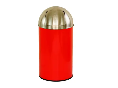 RVS afvalbakken,50l,HxØ 730x350mm,binnenbak staal,romp RVS rood