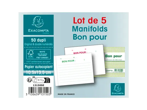 Manifold Tegoed 10,5 x13,5cm 50bl dupli
