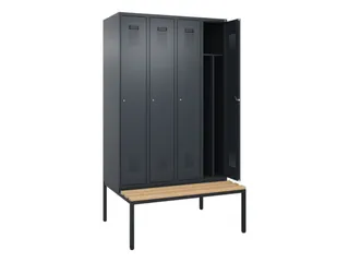 locker met bank,voor scheiding van kleding,HxBxD 2120x1200x815mm,4vak - 1