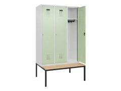 locker met bank,HxBxD 2120x1200x815mm,3vak,vak B 400mm,cilinderslot