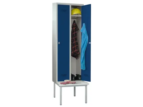 locker met bank,HxBxD 2150x800x500mm,2vak,RAL7035,front RAL5010