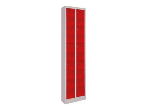 lockerkast,HxBxD 1950x460x200mm,2x10vakken,RAL7035,front RAL3000