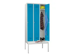 locker met bank,HxBxD 2150x900x500mm,3vak,RAL7035,front RAL5012