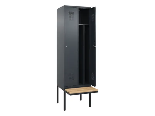 locker met bank,voor scheiding van kleding,HxBxD 2120x600x815mm,2vak