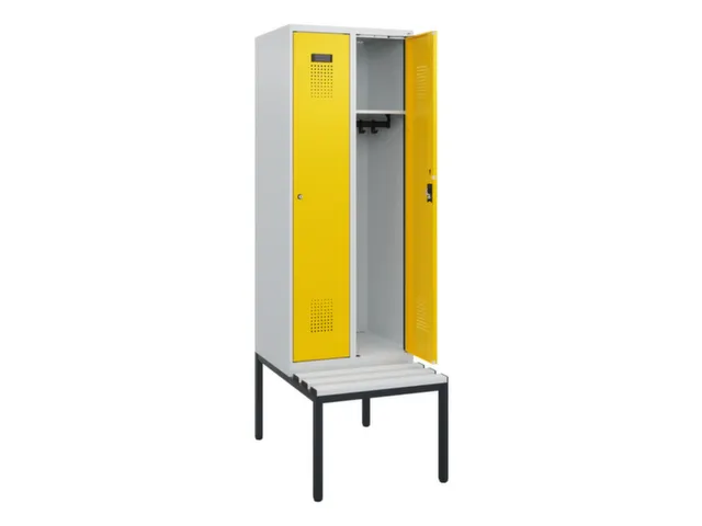 locker met bank,HxBxD 1950x600x815mm,2vak,vak B 300mm,cilinderslot
