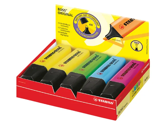 Markeerstift STABILO BOSS Original 70/10 assorti 4 kleuren 10 Stuks