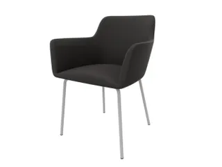 Bezoekersstoel 4Voeten Ronde Buis Verchroomd Donkerbruin - 1