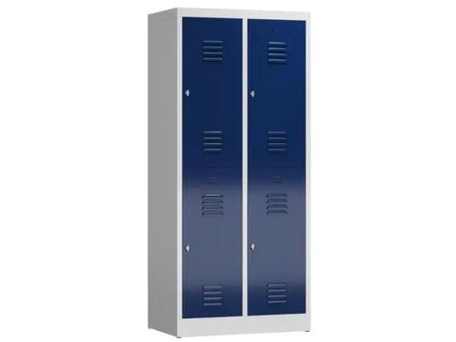 Dubbeldekse garderobekast 1800x800x500mm 2x2vak 400mm RAL7035 RAL5010